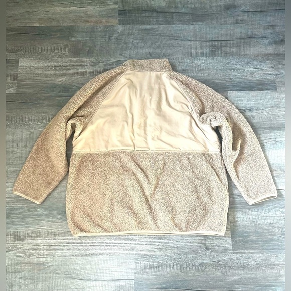Girlfriend Collective Mushroom Everyone Half-Zip Fleece 9 Teddy Pullover Tan 3XL - Picture 8 of 9